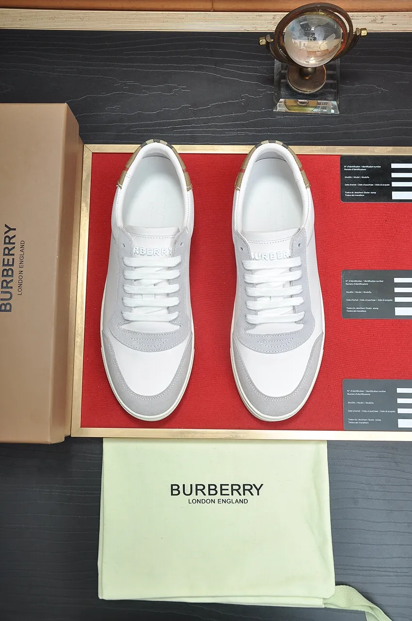 Men's shoes💰480💶[Burberry] (cowhide lining) classic low-top sneakers｜Imported cowhide with classic plaid fabric｜Cow leather lining｜Original outsole｜Fine workmanship and comfortable to wear Size: 38-44 (customized at 45)